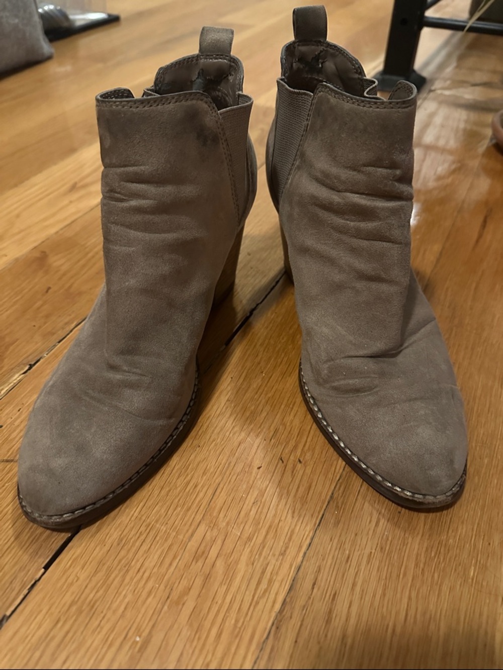Suede Taupe Ankle Booties - Women